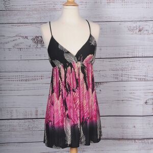 Kiwi V-Neck Pull Over Black Printed Dress Size S
